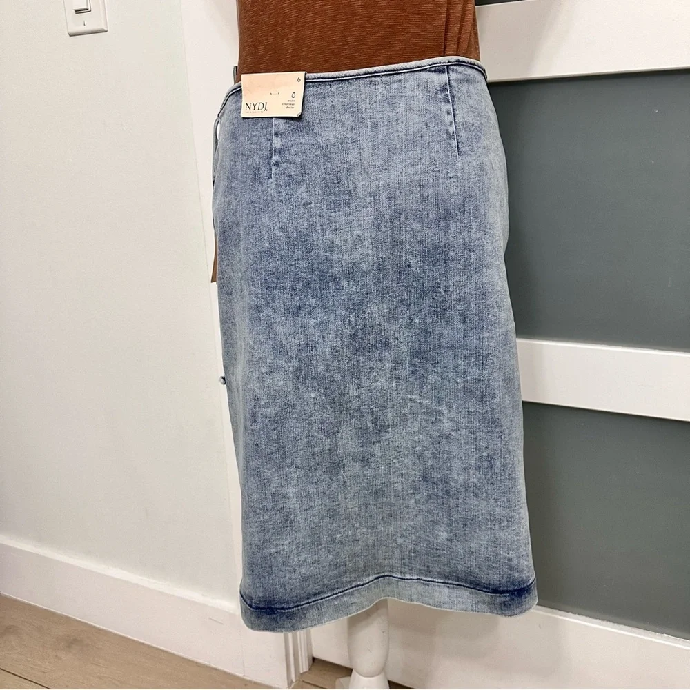 NYDJ Wrap Tie Skirt Lighy Acid SZ 6 Lift X Tuck Technology Classic Casual NWT